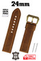 24mm Brown Sport Crazy Nubuck Genuine Leather Watch Band Strap with Smart Pins