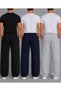 Economic Package: Triple Men's Black Gray Navy Blue Elastic Waist Lace-Up Sweatpants - 2