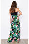 Women's Strap V-Neck Skirt Digital Printed Floral Pattern Slit Micro Fabric Dress - 3