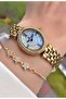 Gold Color - Small Case Stone Women's Wristwatch - with Bracelet Gift 010Dkl00-411 - 2
