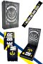 Yellow Navy Blue Palamutlu Unisex Woven Scarf with Laser Box Gift
