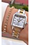 Yellow Silver Color - 2 Year Warranty Square Small Case Women's Wristwatch - Bracelet Gift