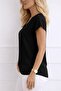Women's V-Neck Short Sleeve Woven Viscose Fabric Blouse - 2