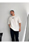 Printed Oversize Crew Neck T-Shirt - White - 4