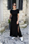Women's Short Sleeve Backless Slit Detailed Viscose Dress - 3