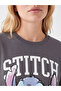 Anthracite Stitch Printed Oversize Women's Sweatshirt - 3