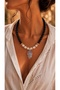 Mayorka Pearl Onyx Natural Leaf Design Leaf End Pendant Trendy Necklace - 2
