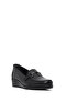 Women's Black Buckle-Strap Wedge Heeled Leather Loafer Af410001Dv - 7