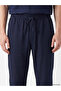 Özmarka New Season Navy Blue Relax Fit Textured Men's Trousers - 3