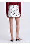 Ecru High Waist Polka Dot Mini Jean Skirt - 4