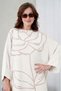 Women's Embroidered Linen Bat Sleeve Wide Fit Long Dress