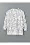 White Crew Neck Patterned Women's Sweatshirt Tunic - 6