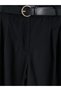 Vizyon New Season Black Belted Pleated Women's Fabric Trousers - 8
