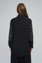 Stone Embroidered Tencel Shirt |   Oversize Black Shirt - 3