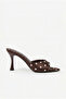 Women's Bitter Brown Polka Dot Pointed Toe Heeled Slippers 50021009 - 2