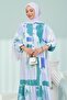 Lilac Half-Buttoned Layered Viscose Dress with Elastic Sleeves - 2
