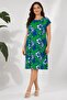 Floral Patterned Short Sleeve Viscose Dress-Green