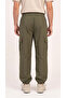 Men's Khaki Cargo Pocket Thin Parachute Fabric Trousers, Comfortable Fit Baggy with Adjustable Leg Clips - 8