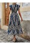 Women's Short Sleeve Double Breasted Collar Ruffle Single Jersey Dress - 3
