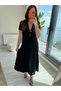 Women's short sleeve long modal dress with button detail on both sides - 3