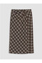 Brown Gathered Plaid Skirt - 5