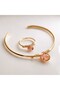 Natural Pink Quartz Stone Women's Bracelet and Ring Set – 2-Piece Jewelry with Gift Pouch - 3