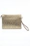 Women's Star Embroidered Portfolio Handbag Stylish Clutch Bag with Wrist Strap
