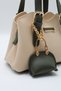 Women's Crossbody Hand and Shoulder Bag with Front Accessory Detail and Charm Accessories - 4