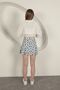 Women's Cobalt Blue Floral Patterned Burumcuk Textured Elastic Waist Ruffled Mini Shorts Skirt - 7