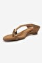Alizee Earth Suede Women's Mini Wedge Heeled Slippers with Toe Buckle - 6