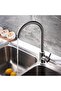 Single-handle, high-arc kitchen sink faucet, 360° high flow rate, water-saving stainless steel material (A+ grade). - 2