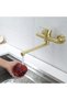 360° rotating wall-mounted kitchen faucet, single-handle kitchen sink mixer faucet, made of 304 stainless steel with a brushed gold finish. - 3