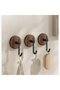 Self-Adhesive Wooden Wall Hooks, rustic dark walnut, wall decor for towels, keys, hats, coats, bags - 2