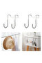 Three sturdy metal double-hook door hooks for hanging clothes, bathrobes, hats, and coats. - 3