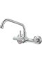Wall-mounted kitchen faucet, 360° rotating wall-mounted mixer faucet, 150mm hot and cold water hole spacing, 304 stainless steel faucet, removable...