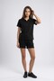 Women's Soft Knitted Fabric Polo Collar Blouse and Elastic Waist Shorts Two-Piece Set - 4