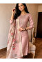 Pink Rayon Slub Embroidered Kurta Set with Chanderi Dupatta - FFT8032 | Pink-Size:2XL-44-Inches