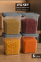 4-Piece 5Lt Lockable Lid Organizer Box - Kitchen Organizer Deep Elora Erzak Storage Container Gray