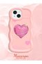 iPhone 15 Compatible Silicone Phone Case with Sweet Pink Heart Motifs, Available in Three Colors
