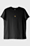 Moon and Sun Patterned Embroidered Double Combination Black T-Shirt - 2