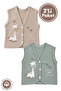 Unisex Baby Giraffe Embroidered 100% Cotton 3-6-9 Months 2-Piece Combed Cotton Baby Vest