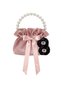 Powder Pink Cotton Satin Bag, Crystal Glass Stone Decorated with Pearl Handle, Satin Folded Daily / Evening / Invitation / Celebration Bag - 2