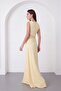 Women's Yellow Lace Detailed Draped Long Formal Dress - 6