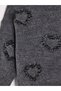 Anthracite Crew Neck Heart Embroidered Girls' Knit Sweater - 3