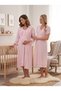 New Season Pink Lace Detailed 100% Cotton Special Design Maternity Dressing Gown and Nightgown Set with Breastfeeding Feature - 6