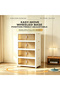 45cm Width 5 Layers Double Doors Transparent Panels with Oval Pattern Design White Handles Foldable Plastic Storage Cabinet with Wheels - 2