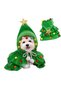 (ec217 Size S)Pet Christmas Tree Cape, Small Dog Cat Hooded Cloak, Christmas Cosplay for Cats Small Dogs, Festive Pet Costume Winter Cloak-Green