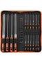 (Orange) 17-piece file and blade set, including wrought steel metal files, 4 large metal files, 12 metal needle files, and 1 cleaning brush. - 3