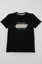 Boy's Short Sleeve T-Shirt with Colorful Text Print, Ages 9-14, Black