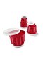 Six-piece pudding mold with red ice cubes